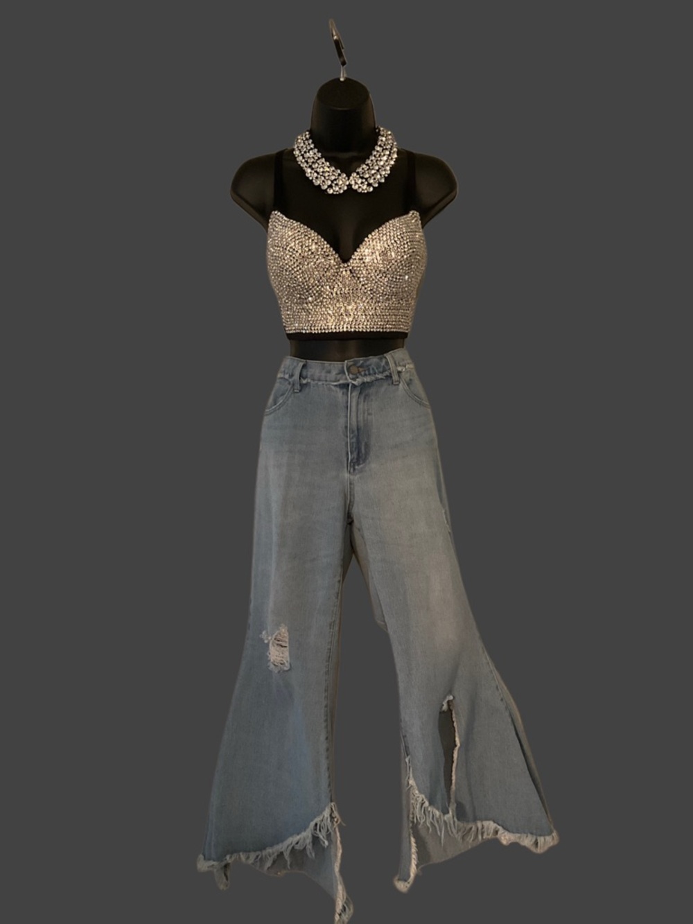 For The Republic Distressed Light Blue Wide Leg Distressed Jeans